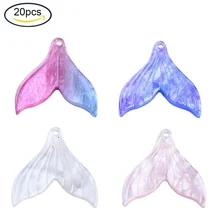 

20pcs Cellulose Acetate(Resin) Pendants with Glitter Powder Mermaid Tail Shape 19x19x3mm Hole: 1.2mm for DIY Jewelry Making