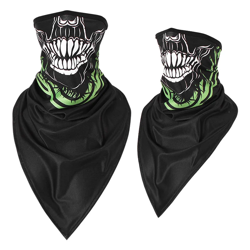 CHINGYUN 2020 ice silk skull mask sunscreen riding neck sleeve digital printing men and women outdoor sports triangle scarf 02 mens white scarf Scarves