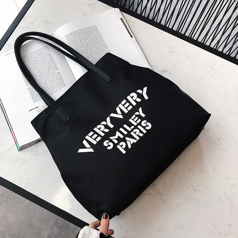 

2019 New Style Nylon Big Bag Women's Korean-style Printed Letter Large-Volume Single-shoulder Bag for Women Casual Travel Handba