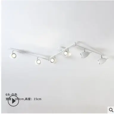 6 heads-W180 X H15CM Точечные светильники магазин одежды Американский фон светодиодный настенный трек минималистичный креативный гостиная с скандинавским современным промышленным светодиодный - Цвет корпуса: 6 heads-W180 X H15CM