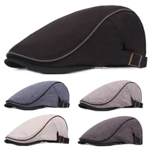 Льняная хлопковая Классическая Кепка береты с черным краем шапки для улицы Повседневная Кепка Newsboy для мужчин