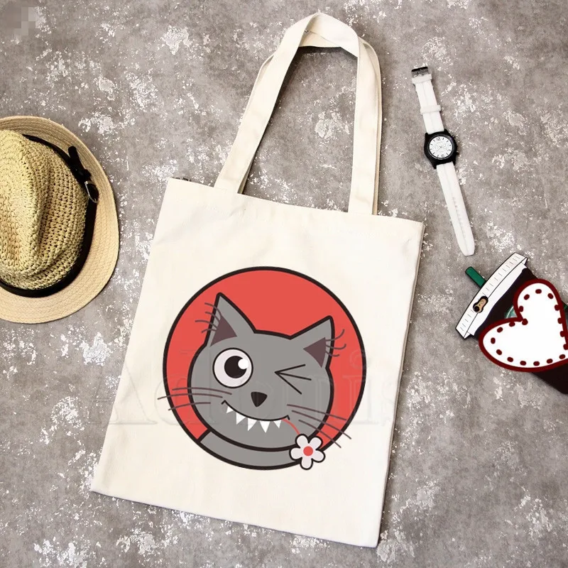 Женские сумки Kawaii Cat тканевая сумка тоут из парусины для покупок путешествий