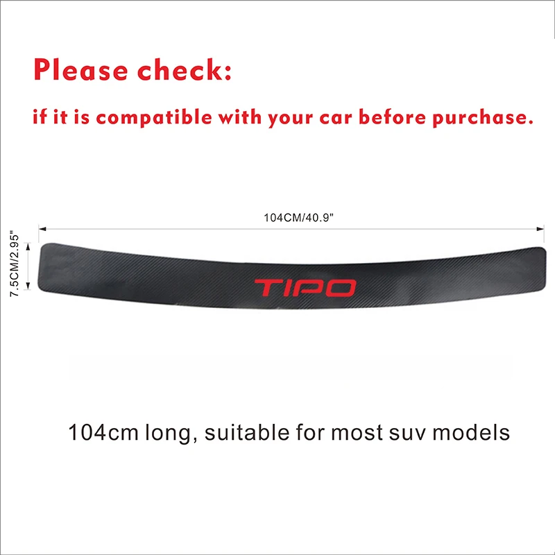 Car Trunk Bumper Guard Pad For Fiat TIPO Rear Bumper Guard PU Pad Protector Car Styling Accessories - Цвет: 104CM  X RED