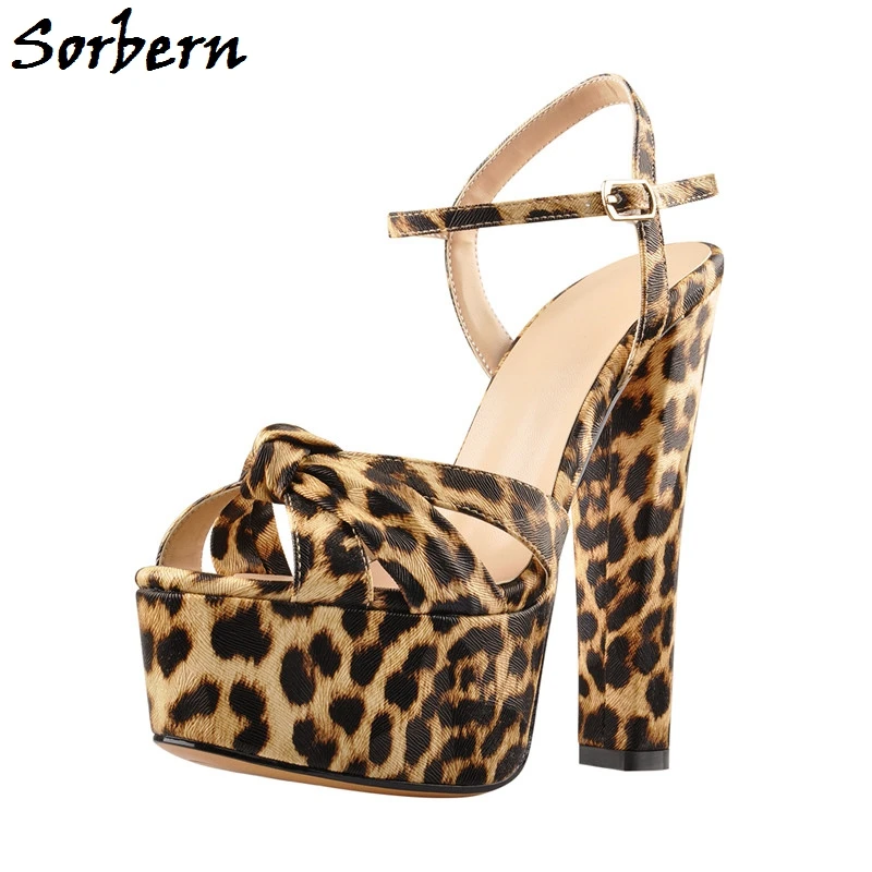 leopard chunky sandals