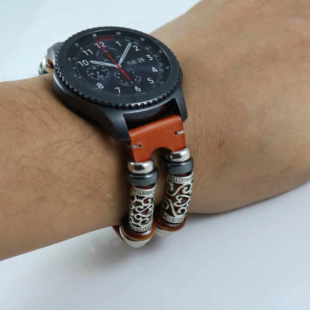 22 мм кожаный ремешок для часов samsung galaxy watch 46 мм gear S3 сменный ремешок для часов huawei GT браслет