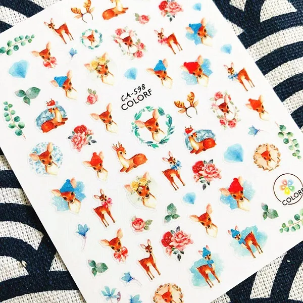 

CA-598 SPRING flower Elephant rabbits 3d nail art stickers decal template diy nail tool decorations