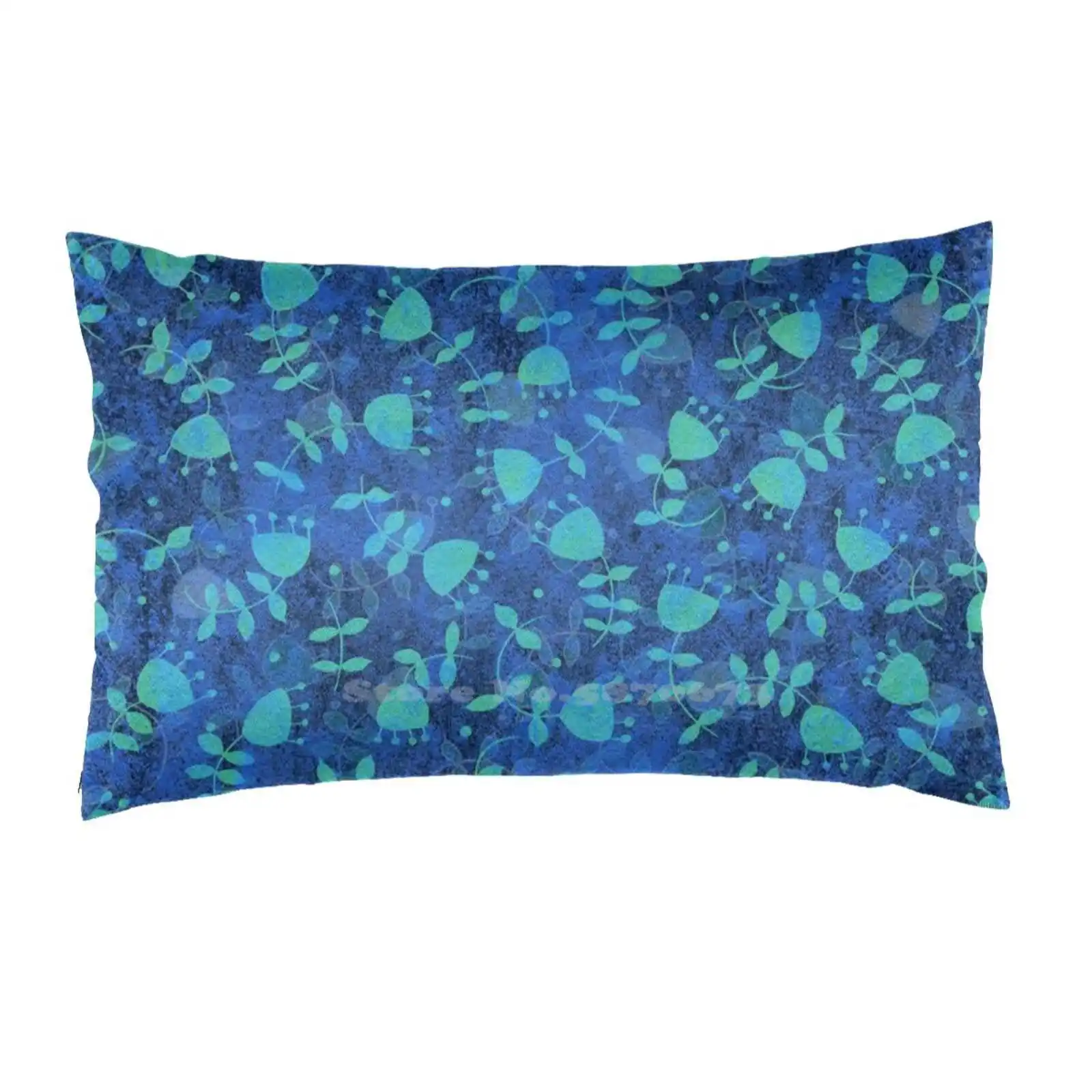 Abstract Flower In Aqua Fashion Bed Pillowcase Pillow Cover Modern Stamen Mini Micro Blue Repeat |