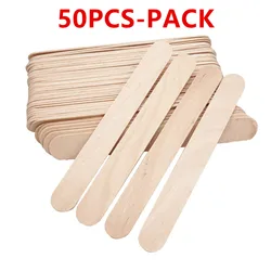 50pcs Wood Applicators Sticks for Wax Hair Removal - Natural Birch Wooden Spatulas for Hair Removal Eyebrow and Body