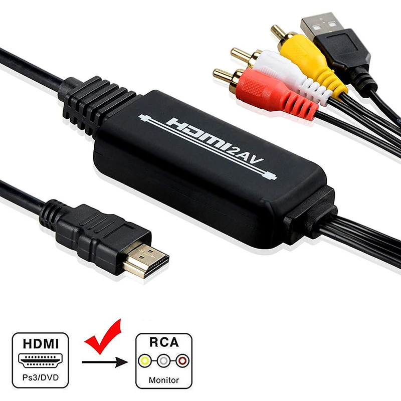 1 шт. 1080P HDMI в 3 RCA AV видео аудио кабель конвертер адаптер