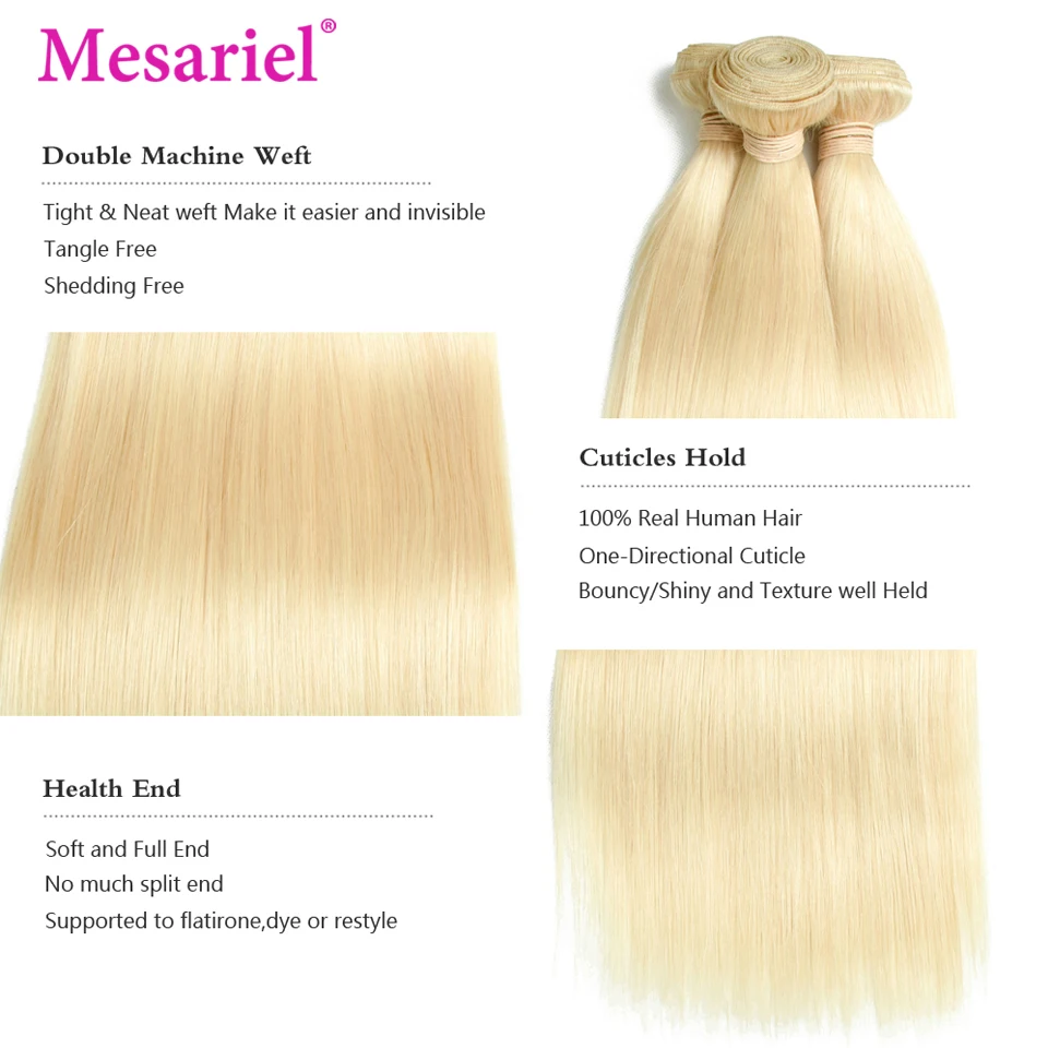 Mesariel 613 пучки волос прямые бразильские волосы пучки Волосы remy наращивание 1/3/4 пучки волос натуральный Цвет