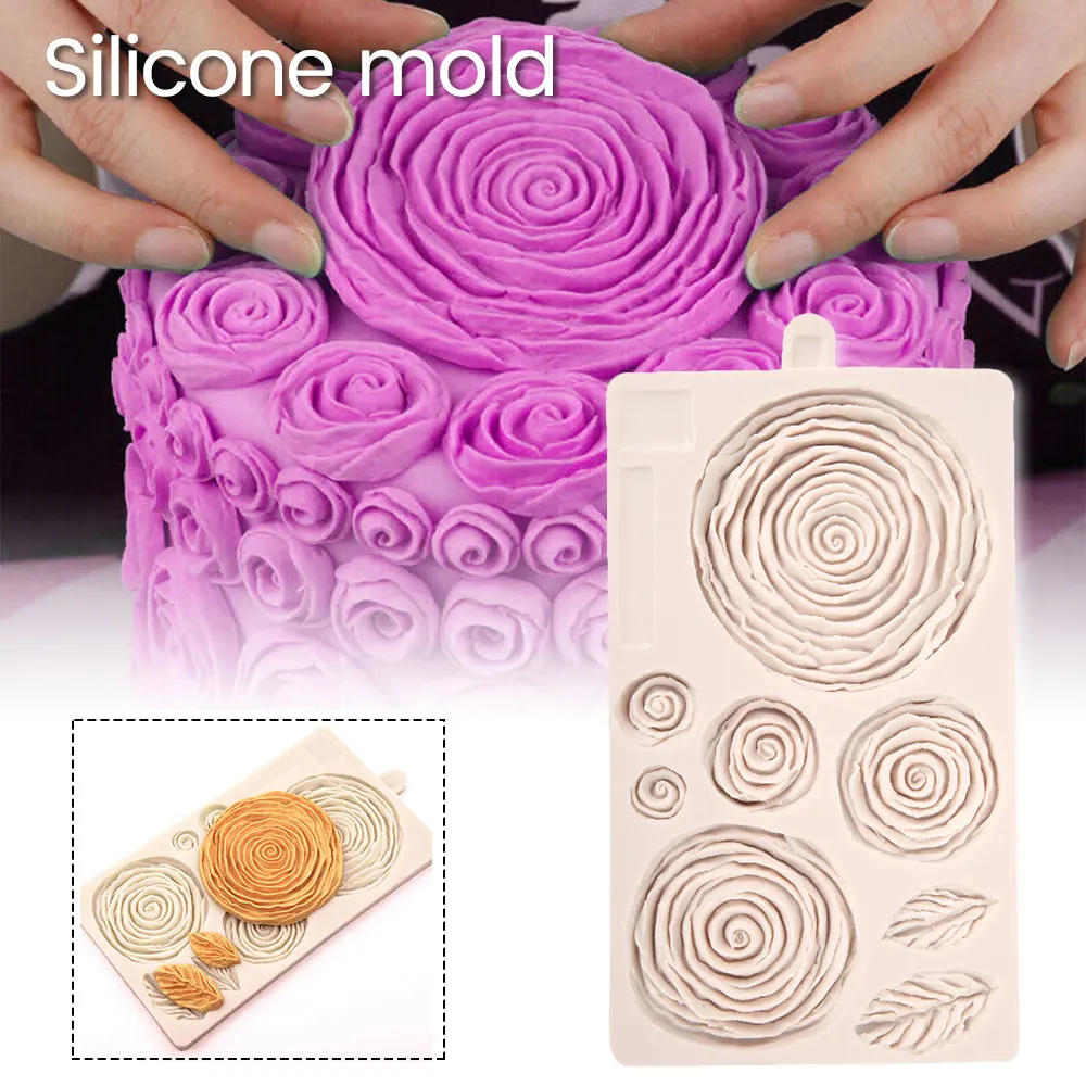 Гофрированные розы формы для украшения торта инструменты силиконовая форма для выпечки Форма для сахарной пасты цветок паста марципан моделирование пасты Плесень