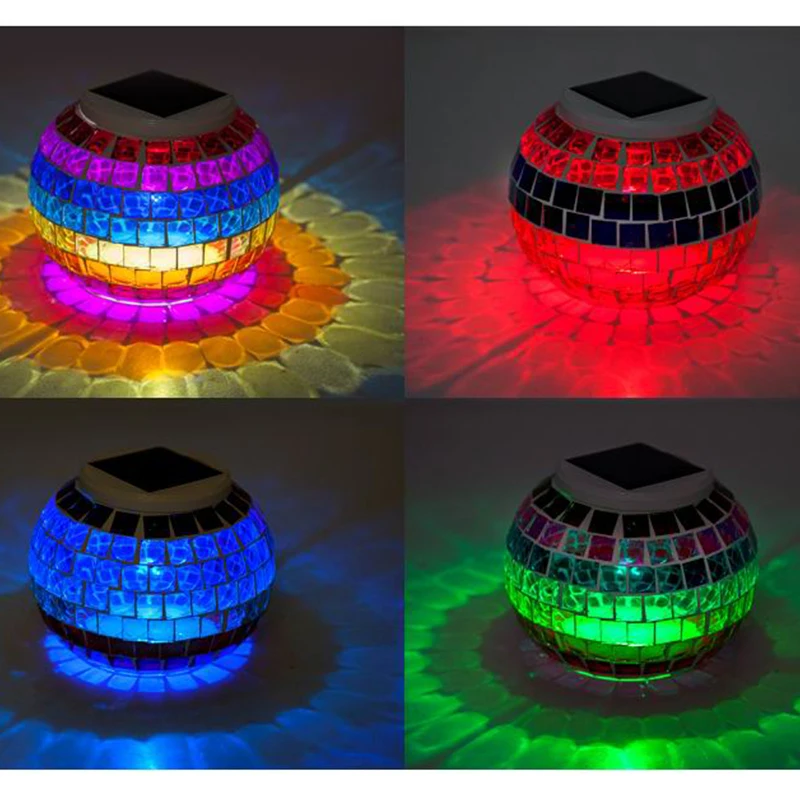 RGB из мозаичного стекла на солнечной батарее шар светодиодный свет сада красочная Солнечная настольная лампа мозаика Солнечная баня многоцветная Ночная лампа