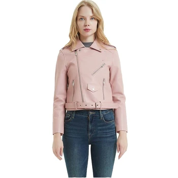 

Fashion Punk Rock Cropped Faux Leather Jacket for Women Cute Ladies Burgandy Blush Green PU Leather Biker Jacket Coat