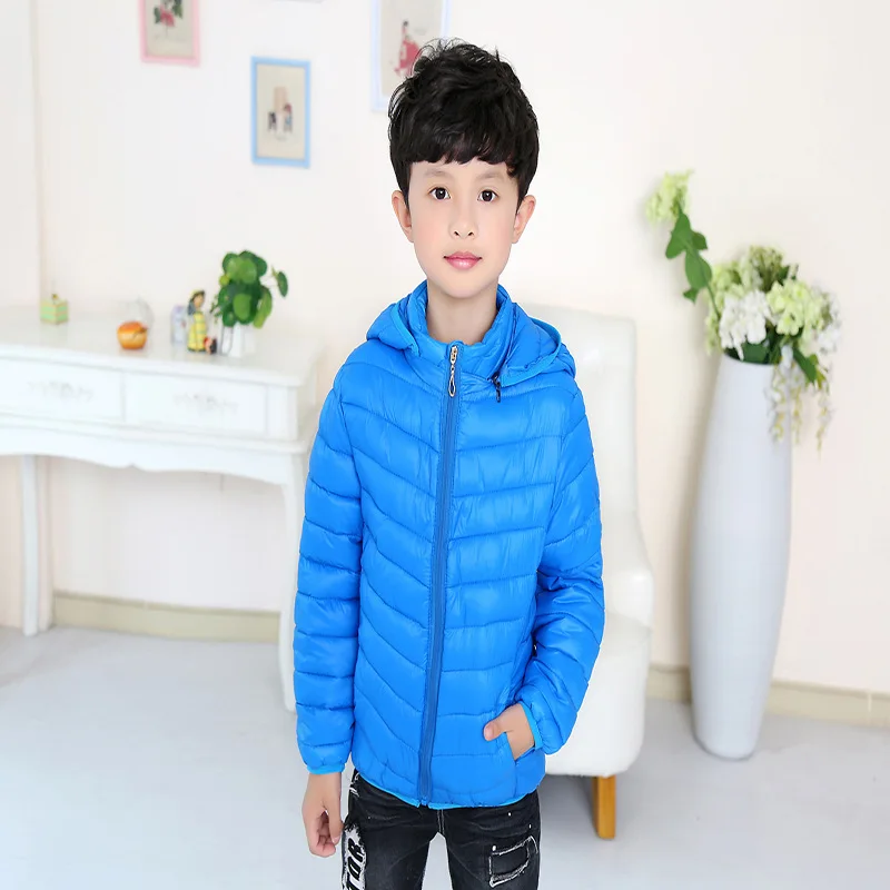 

Children Winter New Style Men And Women Children Thin Coat down Jacket Cotton-padded Clothes Hooded Detachable Short Jacket Coat