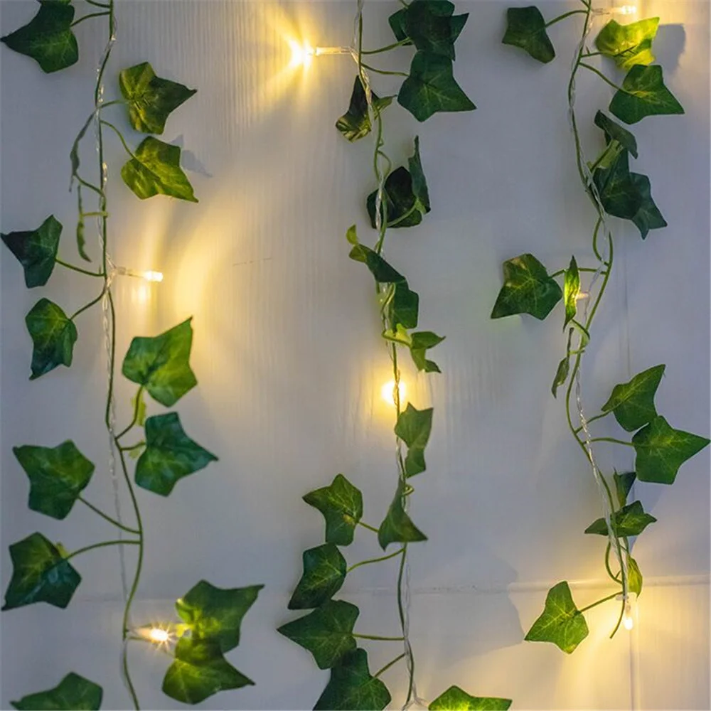 2M 20 LED 인공 아이비 문자열 조명 녹색 잎 포도 나무 요정 조명 홈 장식 갈 랜드 램프 크리스마스 거실 장식