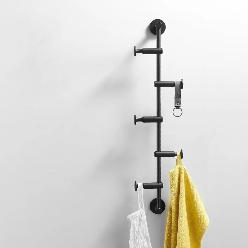 Five hooks Черный настенный многофункциональный регулируемый крючок для одежды крючок полотенца для ванной спальни латунная вешалка для одежды - Цвет: Five hooks