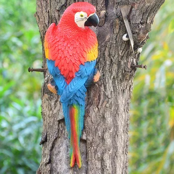 

Artificial Toy Lifelike Resin Simulation Parrot Ornament Model Figurine Garden Decor Half Side Sculpture