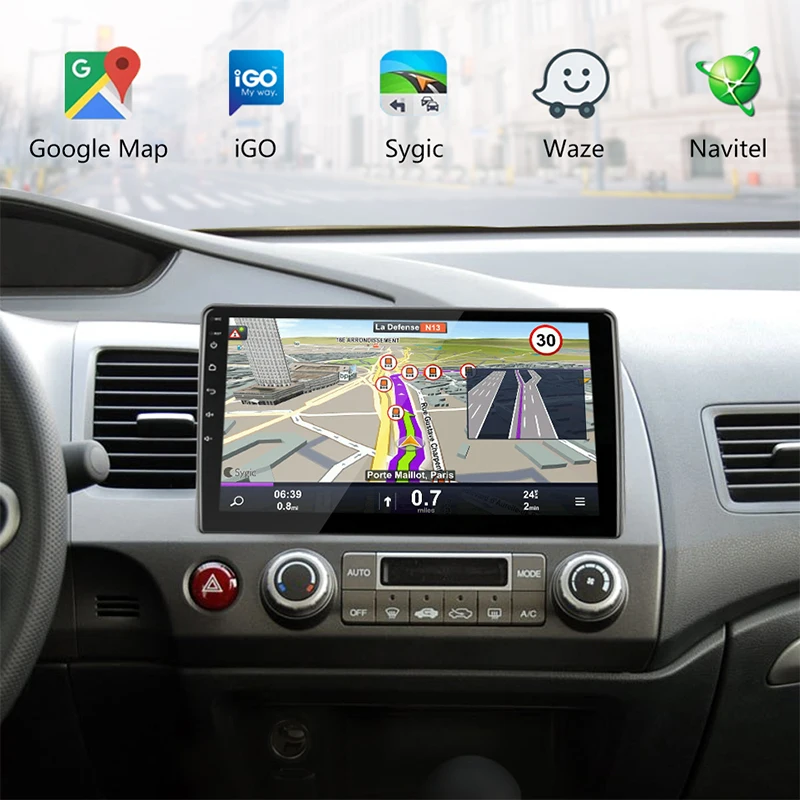 Top 2G 32G Android 8.1 4G WIFI Car Radio Multimedia Video Player for Honda Civic 2005-2011 Navigation GPS 1024*600 + Special Frame 3
