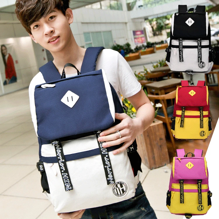 

2019 New Style Middle School Students Canvas School Bag Fashion Casual Korean-style Backpack Canvas Backpack Computer Backpack