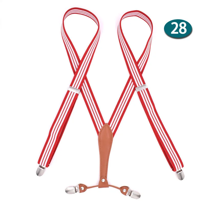 Redwhite Deepeel 1 шт. 2,5*115 см Высококачественный полиэстеровый эластичный ремень 4 зажим регулируемые подтяжки костюм брюки аксессуары для подтяжки - Цвет: Redwhite