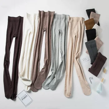 

New Solid Autumn Women Tights Thick Fleece Winter Cotton Pantyhose Full Foot Non-slip Basic Tights