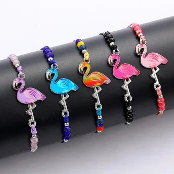 

Lucky Bracelet Alloy Dripping Flamingo Colorful Hand-woven 12 Kit Bracelet DIY Jewelry Accessories
