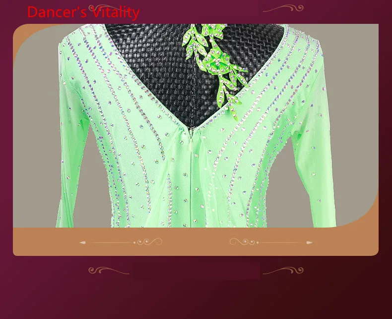 National Standard Dance Competition Costume Adult Big Hem Diamond Dress New Modern Waltz Ballroom Dancing Performance Outfits