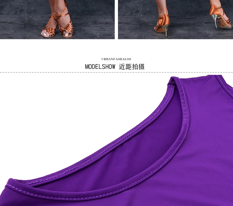 Фиолетовая юбка без рукавов для Бальных и латиноамериканских танцев с сеткой и кружевом для женщин и взрослых сценический костюм для шоу Chacha Samba Новое поступление B0045