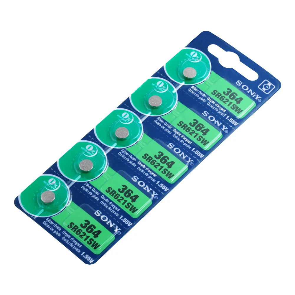 25 шт./лот для SONY, долговечная батарея AG1 364 LR621 164 531 SR60 SR621SW 1,55 V, батарейка для часов, Кнопочная монета,, бренд