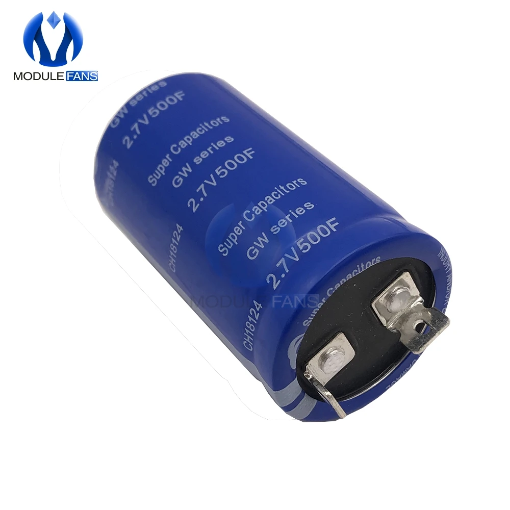 6 шт. 2.7V500F 2,7 в 500F 35*62 мм супер фарад конденсатор два фута супер конденсатор низкий ESR для автомобиля стерео динамик автомобильный выпрямитель