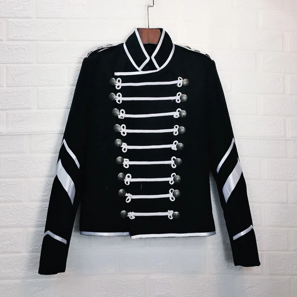 S-XL! зимний шерстяной костюм, черный и белый двубортный шерстяной костюм