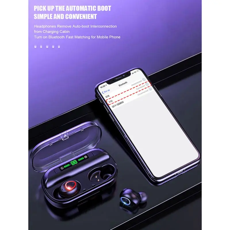 TWS Bluetooth 5,0 водонепроницаемые наушники с функцией цифрового дисплея емкость аккумулятора цифровой дисплей чехол для зарядки