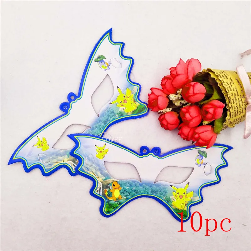 10pc Masks 6pcs/bag Pikachu Party Supplies Trumpets/Whistle/Blowouts/Horn Kids Birthday Decoration Baby Shower Pikachu Party Suppiles - Цвет: 10pc Masks