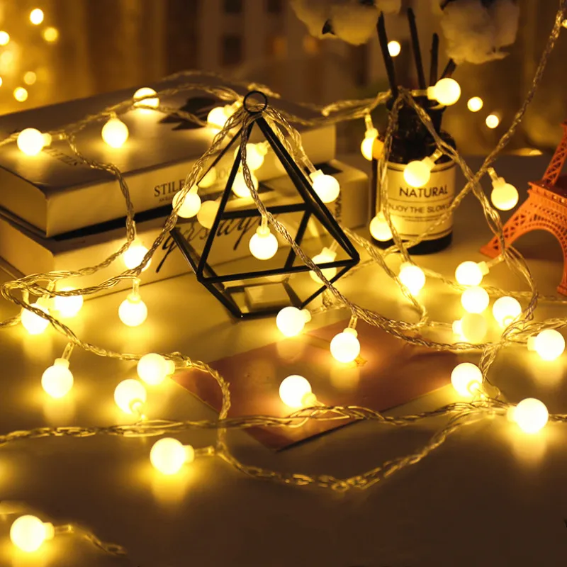 

New 1.5M 3M LED Ball String Lights Waterproof Fairy Garland For Christmas Tree Wedding Home Indoor Decoration Battery Powered