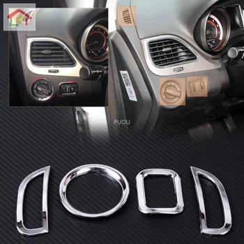 

ABSChrome 2Pcs Air Conditioning Vent Cover + 2Pcs Console Dashboard Switch Cover for Dodge Journey Fiat Freemont 2011 - 2014