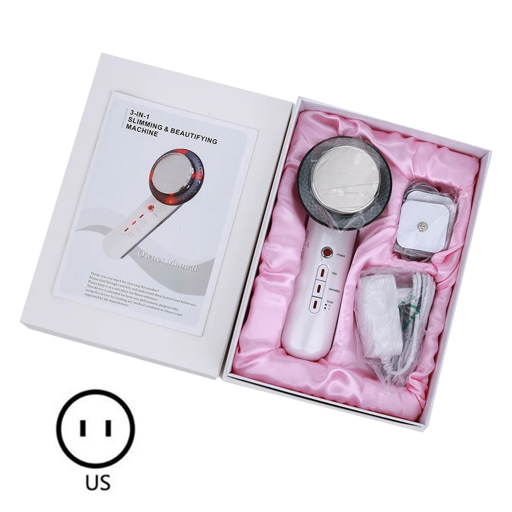 US with gift box 3 в 1 ультразвуковая кавитация EMS для похудения тела Жир массажер Потеря веса гель антицеллюлитный жиросжигатель Гальваническая инфракрасная терапия - Цвет: US with gift box
