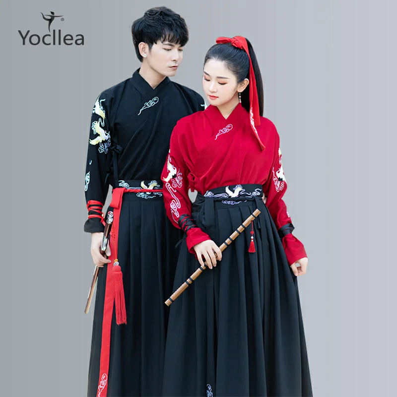 Мужские и женские костюмы Hanfu в китайском стиле для народных танцев винтажные