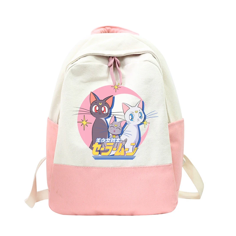 Парусиновый Рюкзак Сейлор Мун для женщин, рюкзаки для путешествий с рисунком аниме, женская школьная сумка для девочек-подростков, книга Mochilas