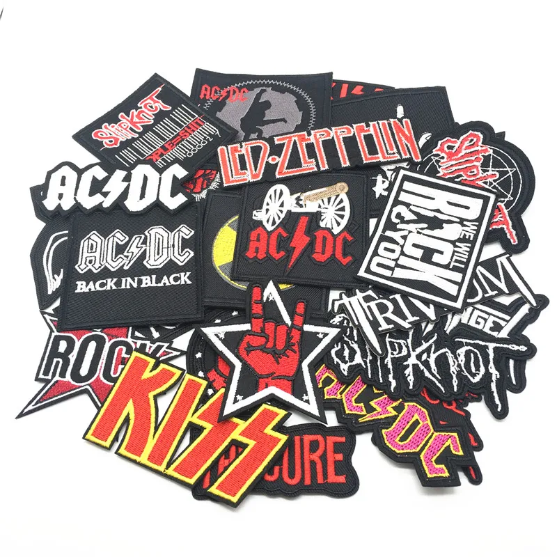 

25PCS/Lot BAND ROCK Music Patches for Clothes Stickers Embroidered Patches Badge Punk Iron On Clothes Jacket Jeans Applique