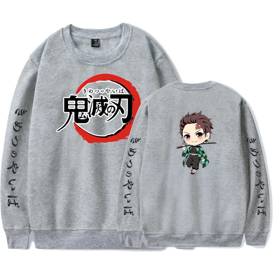 Demon Slayer: Kimetsu no Yaiba, флисовая толстовка, аниме, свитера и пуловеры, унисекс, топ, толстовки, Повседневный свитер, блузка, рубашки - Цвет: Gray