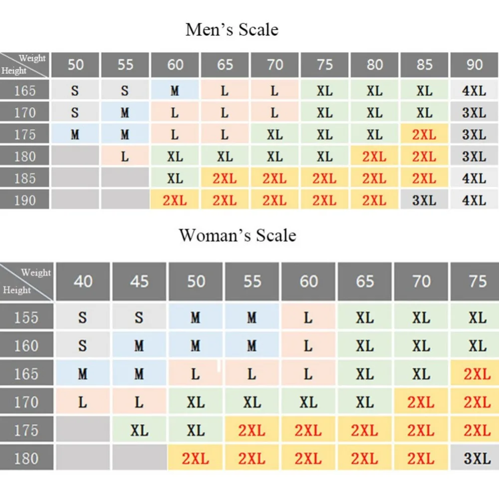 YK0234(男女尺码参考表)