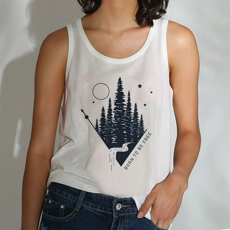 Camisole, женские майки, Vogue Belief Of The Universe, футболка с принтом, Женская Повседневная Свободная майка Harajuku размера плюс, спортивные майки
