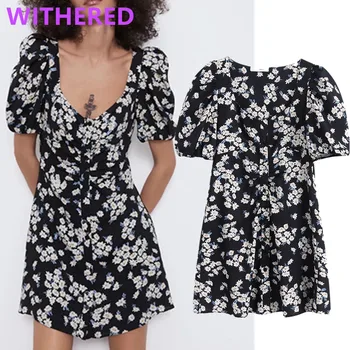 

Withered england high street vintage square collar floral sexy mini dress women vestidos de fiesta de noche vestidos party dress