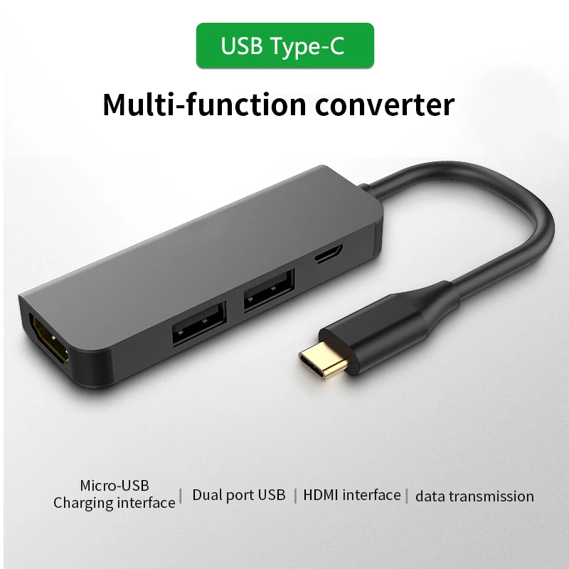 4 в одном TYPE-C док-станция Многофункциональный карбоновый сплав USB 3,0 HDMI высокоскоростной порт для samsung Macbook Pro смартфон