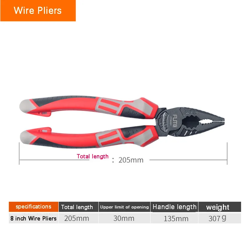 8 inch Wire Pliers Профессиональные инструменты, плоскогубцы, игла, плоскогубцы, диагональные плоскогубцы, материал промышленного качества, обжимной пилинг, ручной инструмент - Цвет: 8 inch Wire Pliers