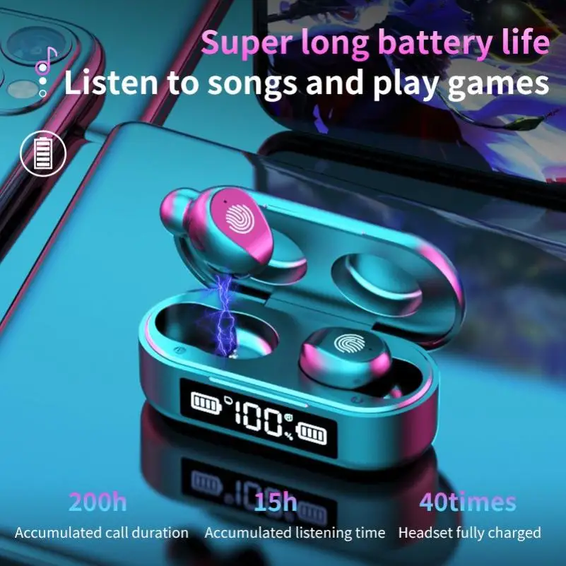 5 0 Bluetooth Wireless Earphone F9 6 TWS Wireless Bluetooth With Power Bank Gaming Sport Touch Control Headset Airbuds With Mic