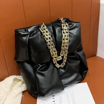 

Thick Chain Large Tote Armpit bag 2020 New High quality PU Leather Women's Designer Handbag High capacity Weave Shoulder Bags