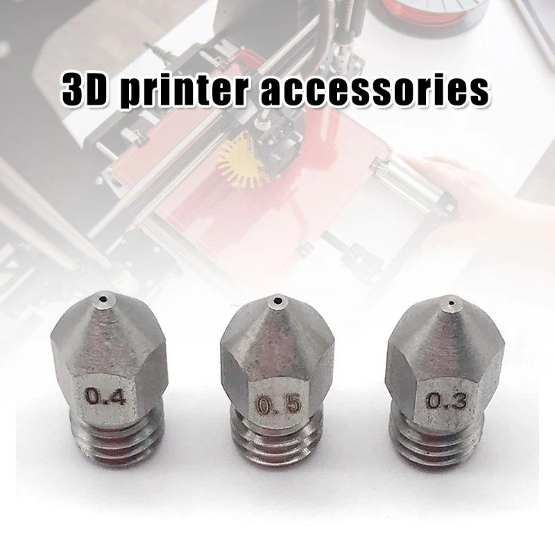 

Stainless Steel Nozzle 0.4/0.5/0.6mm Extruder Print Head for 3D Printer MK8 GV99