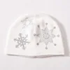 New Cashmere Beanie Hat Snowflake  Rhinestone Winter Cap For Woman Solid Color Warm Hat 6