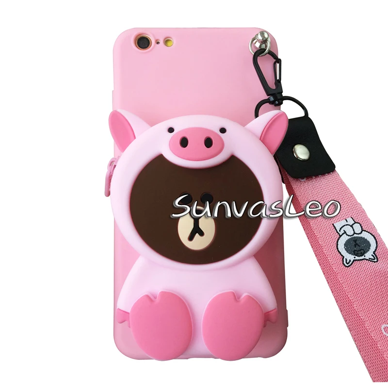 Pink Bear Для Redmi 5 5Plus 6 Note 5 6 7/Pro K20 K20Pro 7A 3D мультфильм животных Мягкий силиконовый чехол кошелек телефон крышка W/Strape Shell - Цвет: Pink Bear